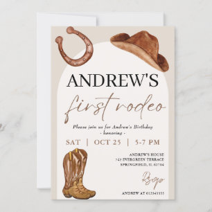 Personal First Rodeo Cowboy Birthday Invitation
