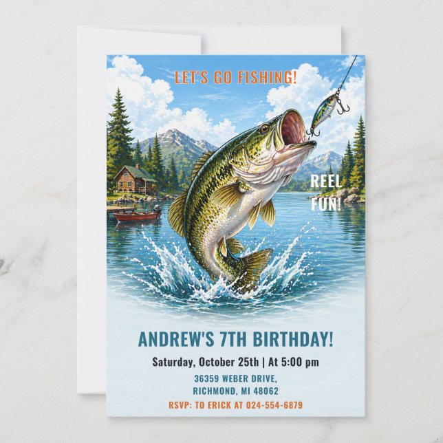 Personal Fishing Birthday Invitation (Front)