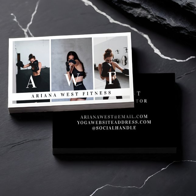Personal Fitness Trainer Three Photo Collage Business Card (Personal Fitness Trainer Three Photo Collage Business Card)