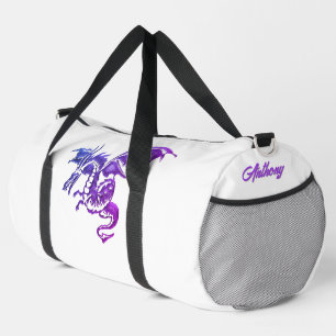 Personal Flying Purple Dragon Against White Duffle Bag