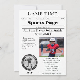 Personal Football Birthday Invitation With Photo