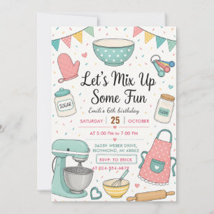 Personal Girl Chef Party Kitchen Birthday Invitation