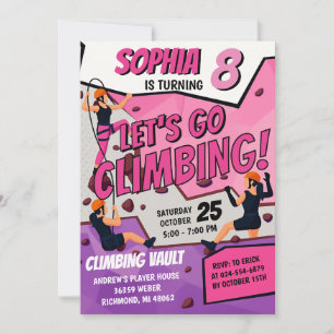 Personal Girls Rock Climbing Birthday Invitation