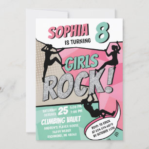 Personal Girls Rock Climbing Birthday Invitation