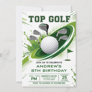 Personal Green Golf Birthday Invitation