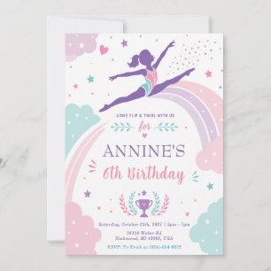 Personal Gymnastics Birthday party Invitation