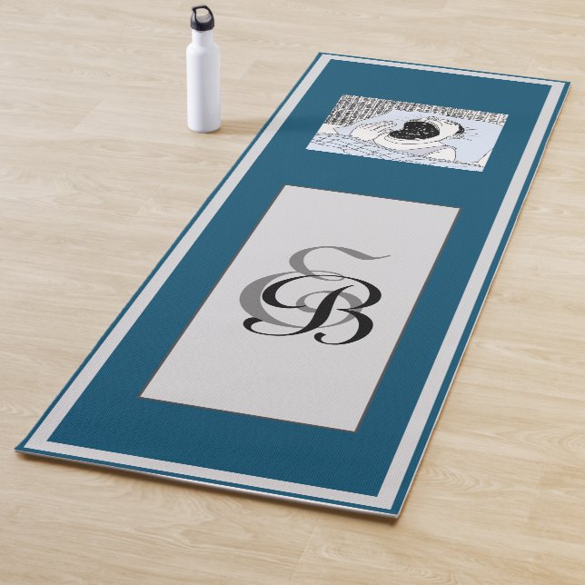 Personal Health Fitness Funny Comic Blue and Black Yoga Mat (In Situ)