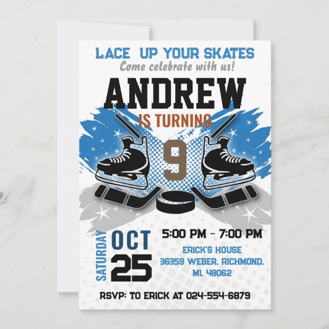Personal Hockey Birthday Invitation (Front)