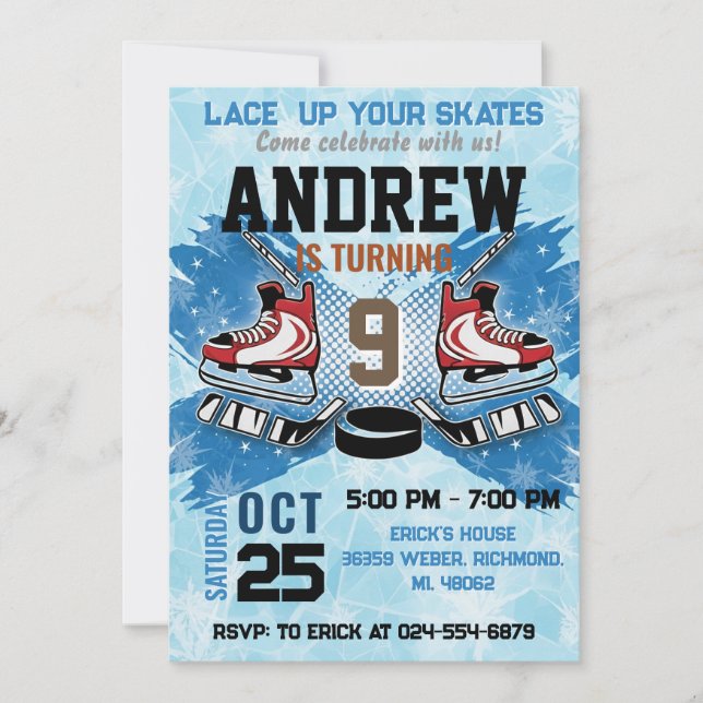 Personal Hockey Birthday Invitation (Front)