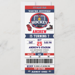 Personal Hockey Game Ticket Birthday Party Invitation