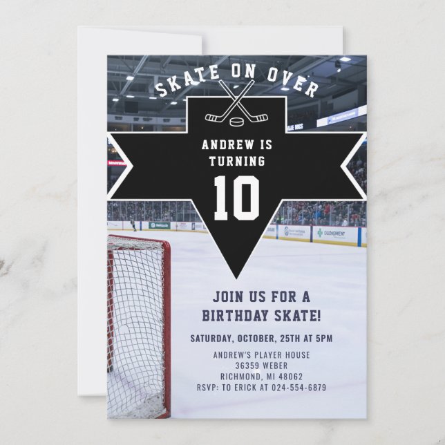 Personal Hockey Theme Birthday Party Invitation (Front)