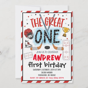 Personal Hockey Theme First Birthday Invitation
