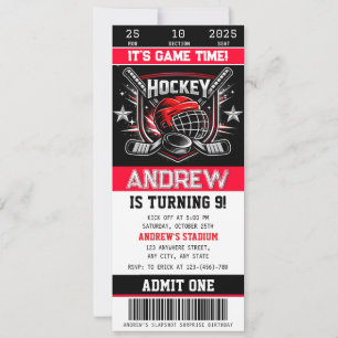 Personal Hockey Ticket Birthday Invitation