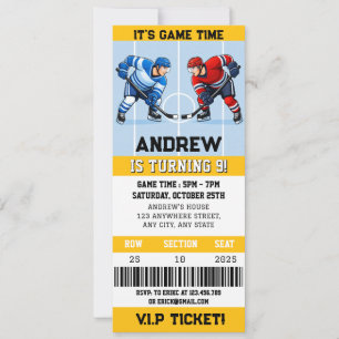 Personal Hockey Ticket Sports Birthday Party Invitation