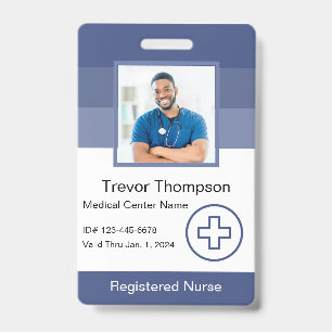Personal Hospital Employee Photo Blue Badge ID Badge