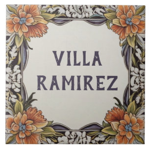 Personal House Name Plate Hawaii Floral Plaque Ceramic Tile