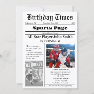 Personal Ice Hockey Birthday Invitation With Photo