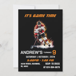 Personal Ice Hockey Birthday Invitations
