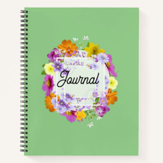 Personal journal notebook with floral wreath