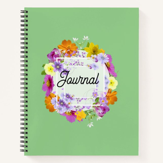 Personal journal notebook with floral wreath (Front)