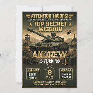 Personal kid Tank Birthday Invitation