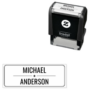Personal Library Custom Name Star Minimalist Self-inking Stamp