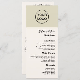 Personal Logo, Restaurant Slimline Menu