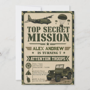 Personal Military Camouflage Birthday Invitation