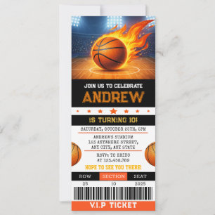 Personal Modern Basketball Ticket Birthday Invitation
