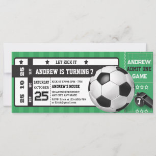Personal modern Boys Soccer Party Ticket Birthday Invitation