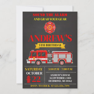 Personal Modern Firefighter Birthday Invitation