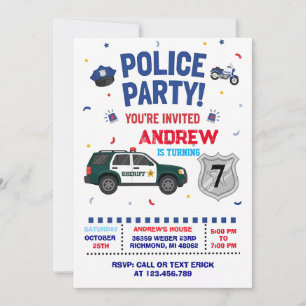 Personal Modern Kids' Police Birthday Invitation