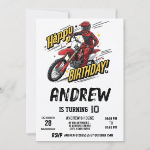 Personal Modern Motocross Dirt Motorbike Birthday  Invitation
