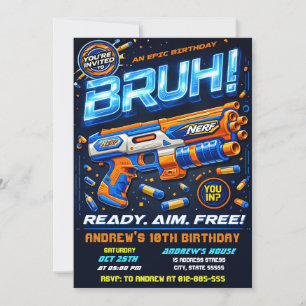 Personal modern Nerf Birthday Battle Invitation