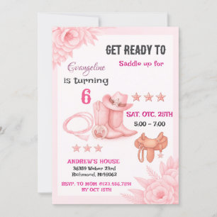 Personal Modern Pink Rodeo Cowgirl Birthday Party Invitation