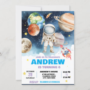Personal Modern Space Astronaut Birthday Invitation