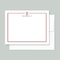 Personal Monogram Initial Stationery Dark Red