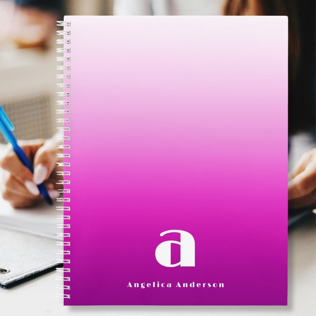 Personal Monogram Name Pink Notebook (Custom Pink Personal Notebook.)