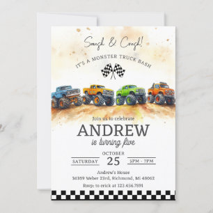 Personal Monster Truck Birthday party for kids Invitation
