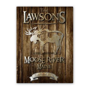 Personal Moose Rustic Wood Cabin Canvas Sign