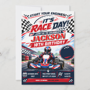 Personal Morden Go Kart Birthday invitation