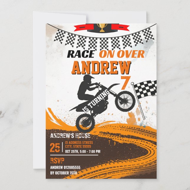 Personal Motorbike Dirt Bike boy Birthday party Invitation (Front)