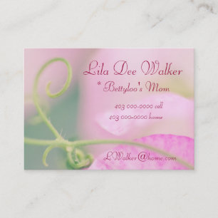 Personal Mummy Card; Pink Sweet Pea flower floral Calling Card