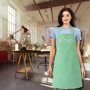 Personal Name Brand Business Logo Modern Green Apron