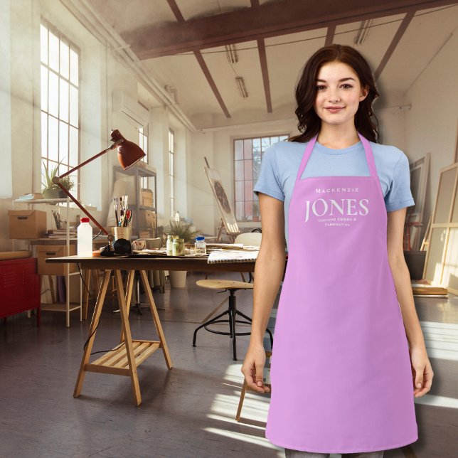 Personal Name Brand Business Logo Modern Pink Apron (Creator Uploaded)