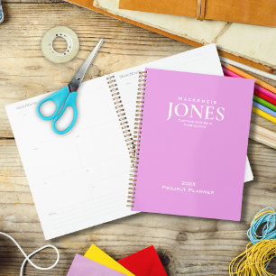 Personal Name Brand Business Logo Modern Pink Planner