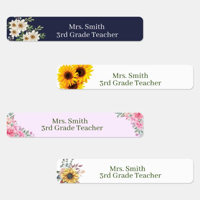 Personal Name Elegant Floral Teacher (Group)