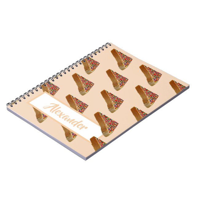 Personal Name Modern Pastel Orange Fairy Bread. Notebook (Left Side)