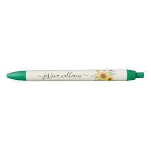 Personal Name sunflower spring Black Ink Pen