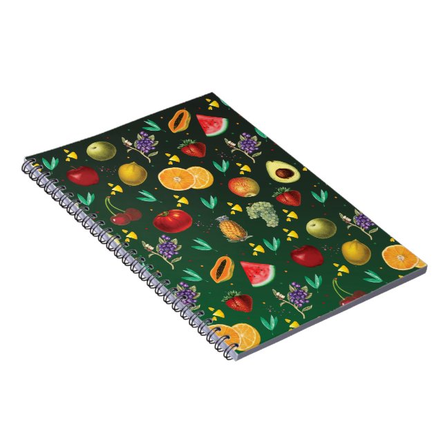 Personal Name Tropical Fruit And Vegetable Notebook (Right Side)